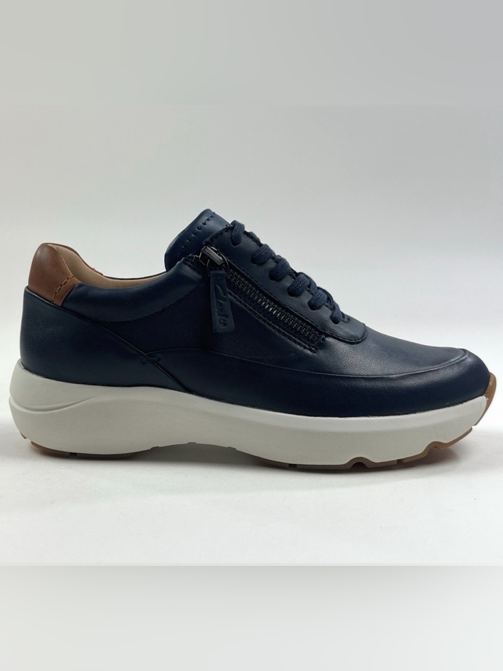 Clarks Tivoli Zip Leather Blue Womens Size 8 Sneakers Shoes Low Casual 26176649